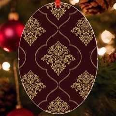 Vector Gold Ornament Pattern Seamless Damask Uv Print Acrylic Ornament Oval by Pakjumat