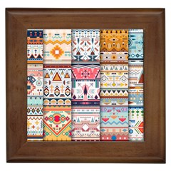 Pattern Texture Multi Colored Variation Framed Tile by Pakjumat