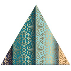 Gold Pattern Texture Golden Ornament Wooden Puzzle Triangle by Pakjumat