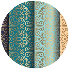 Gold Pattern Texture Golden Ornament Wooden Puzzle Round by Pakjumat