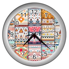 Pattern Texture Multi Colored Variation Wall Clock (silver) by Pakjumat