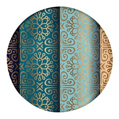 Gold Pattern Texture Golden Ornament Round Glass Fridge Magnet (4 Pack) by Pakjumat