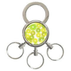 Flowers Green Texture With Pattern Leaves Shape Seamless 3-ring Key Chain by Pakjumat