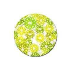 Flowers Green Texture With Pattern Leaves Shape Seamless Magnet 3  (round) by Pakjumat