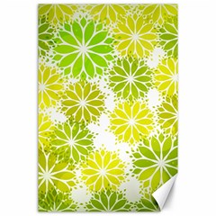 Flowers Green Texture With Pattern Leaves Shape Seamless Canvas 24  X 36  by Pakjumat