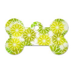 Flowers Green Texture With Pattern Leaves Shape Seamless Dog Tag Bone (one Side) by Pakjumat