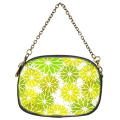 Flowers Green Texture With Pattern Leaves Shape Seamless Chain Purse (one Side) by Pakjumat