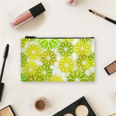 Flowers Green Texture With Pattern Leaves Shape Seamless Cosmetic Bag (small) by Pakjumat