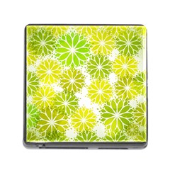 Flowers Green Texture With Pattern Leaves Shape Seamless Memory Card Reader (square 5 Slot) by Pakjumat