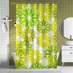 Flowers Green Texture With Pattern Leaves Shape Seamless Shower Curtain 48  X 72  (small)  by Pakjumat