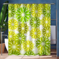 Flowers Green Texture With Pattern Leaves Shape Seamless Shower Curtain 60  X 72  (medium)  by Pakjumat