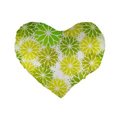 Flowers Green Texture With Pattern Leaves Shape Seamless Standard 16  Premium Heart Shape Cushions by Pakjumat