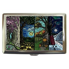 Four Assorted Illustrations Collage Winter Autumn Summer Picture Cigarette Money Case by Pakjumat