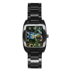 Four Assorted Illustrations Collage Winter Autumn Summer Picture Stainless Steel Barrel Watch by Pakjumat