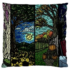 Four Assorted Illustrations Collage Winter Autumn Summer Picture Large Premium Plush Fleece Cushion Case (two Sides) by Pakjumat