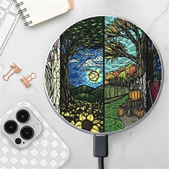 Four Assorted Illustrations Collage Winter Autumn Summer Picture Wireless Fast Charger(white) by Pakjumat