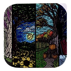 Four Assorted Illustrations Collage Winter Autumn Summer Picture Stacked Food Storage Container by Pakjumat