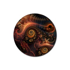 Paisley Abstract Fabric Pattern Floral Art Design Flower Rubber Coaster (round) by Pakjumat