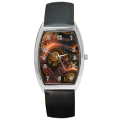 Paisley Abstract Fabric Pattern Floral Art Design Flower Barrel Style Metal Watch