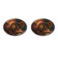 Paisley Abstract Fabric Pattern Floral Art Design Flower Cufflinks (oval) by Pakjumat