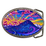 Abstract Paisley Art Pattern Design Fabric Floral Decoration Belt Buckles Front