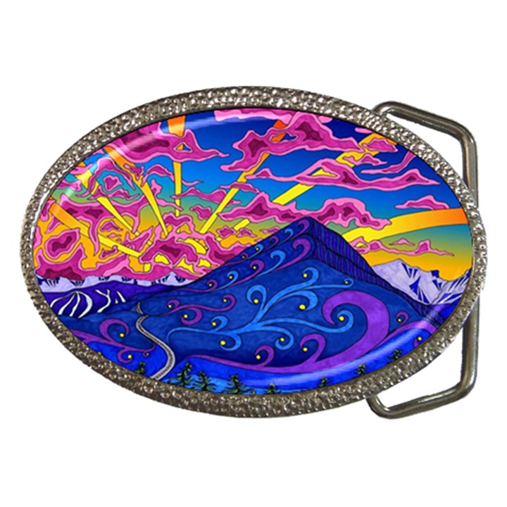 Abstract Paisley Art Pattern Design Fabric Floral Decoration Belt Buckles