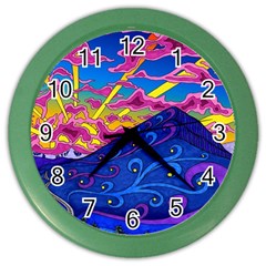 Abstract Paisley Art Pattern Design Fabric Floral Decoration Color Wall Clock by Pakjumat