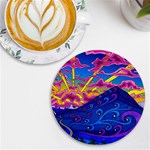 Abstract Paisley Art Pattern Design Fabric Floral Decoration UV Print Round Tile Coaster Front