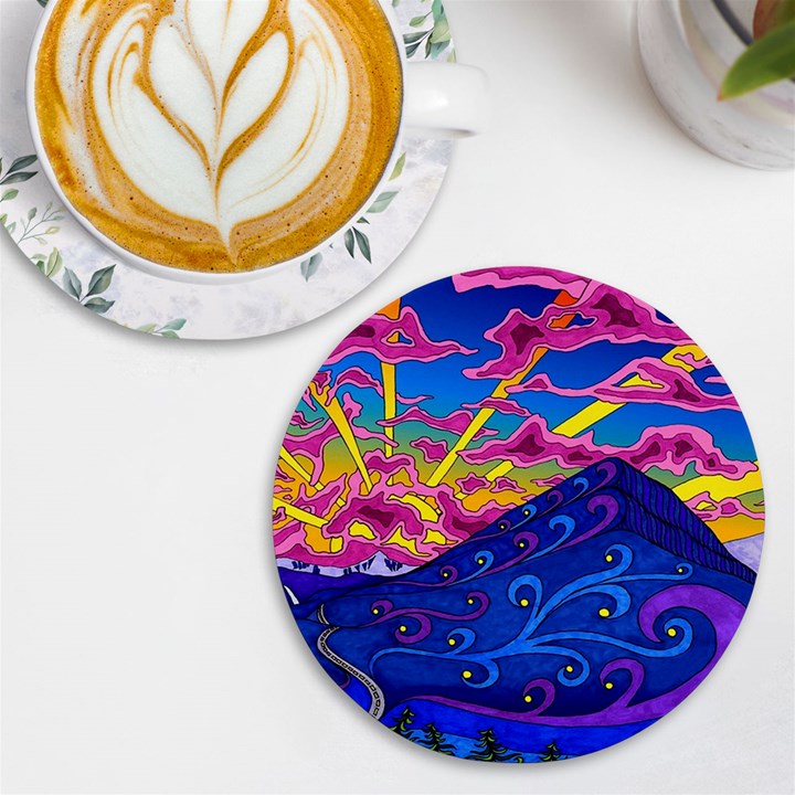 Abstract Paisley Art Pattern Design Fabric Floral Decoration UV Print Round Tile Coaster