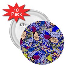 Blue Yellow Background Pattern Vector Texture Paisley 2 25  Buttons (10 Pack)  by Pakjumat