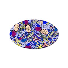 Blue Yellow Background Pattern Vector Texture Paisley Sticker (oval) by Pakjumat