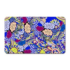 Blue Yellow Background Pattern Vector Texture Paisley Magnet (rectangular) by Pakjumat