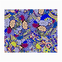 Blue Yellow Background Pattern Vector Texture Paisley Small Glasses Cloth (2 Sides)