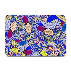 Blue Yellow Background Pattern Vector Texture Paisley Plate Mats by Pakjumat