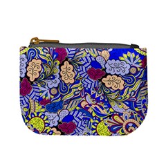 Blue Yellow Background Pattern Vector Texture Paisley Mini Coin Purse by Pakjumat