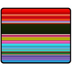 Horizontal Line Colorful Two Sides Fleece Blanket (medium) by Pakjumat