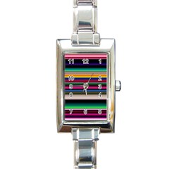 Horizontal Lines Colorful Rectangle Italian Charm Watch by Pakjumat