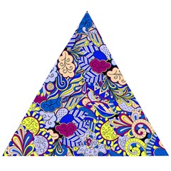 Blue Yellow Background Pattern Vector Texture Paisley Wooden Puzzle Triangle by Pakjumat