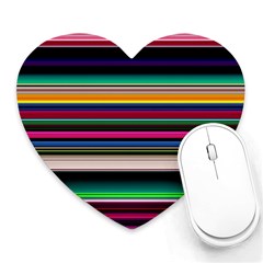 Horizontal Lines Colorful Heart Mousepad by Pakjumat