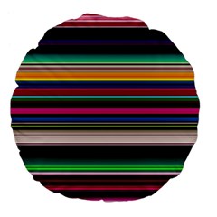 Horizontal Lines Colorful Large 18  Premium Flano Round Cushions by Pakjumat