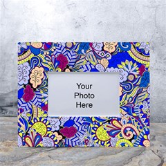 Blue Yellow Background Pattern Vector Texture Paisley White Tabletop Photo Frame 4 x6  by Pakjumat