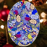 Blue Yellow Background Pattern Vector Texture Paisley UV Print Acrylic Ornament Oval Front