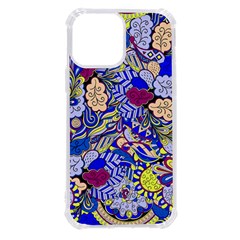 Blue Yellow Background Pattern Vector Texture Paisley Iphone 13 Pro Max Tpu Uv Print Case by Pakjumat