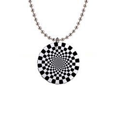 Geomtric Pattern Illusion Shapes 1  Button Necklace by Pakjumat