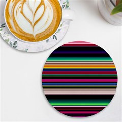 Horizontal Lines Colorful Uv Print Round Tile Coaster by Pakjumat