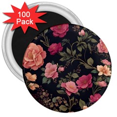 Flower Pattern 3  Magnets (100 Pack) by Pakjumat