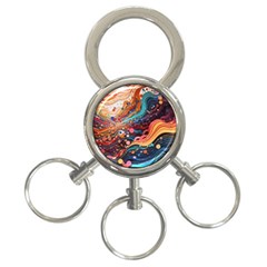 Pattern Abstract 3-Ring Key Chain