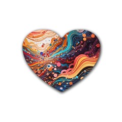 Pattern Abstract Rubber Heart Coaster (4 pack)