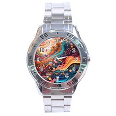 Pattern Abstract Stainless Steel Analogue Watch