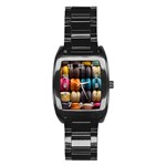 Macaroon Sweet Treat Stainless Steel Barrel Watch Front